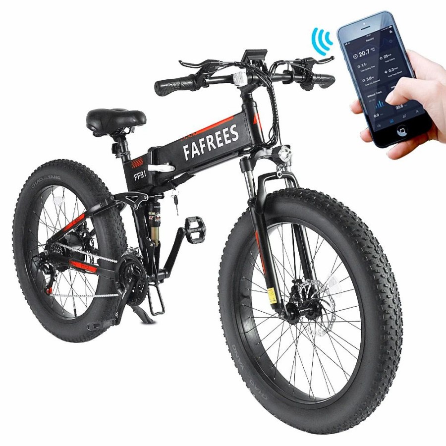 E-Bikes, Scooters & Wheels * | Fafrees Ff91 Electric Folding Mountain Bike 26*4.0 Inch Fat Tire 1000W Motor 35Km/H Max Speed 48V 10Ah Battery Shimano 21 Speed 90Km Max Range Dual Disc Brake App Control