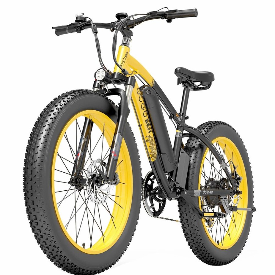 E-Bikes, Scooters & Wheels * | Gogobest Gf600 Electric Bike 48V 13Ah Battery 1000W Motor 26 4.0 Inch Fat Tire Max Speed 40Km/H 110Km Power-Assisted Mileage Range Lcd Display Ip54 Waterproof Aluminum Alloy Frame Shimano 7-Speed Shift Black Yellow