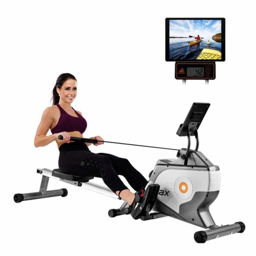 Exercise * | Merax Folding Rowing Machine With Magnetic Tension System Led Monitor For Fitness Compact Folding Design Black