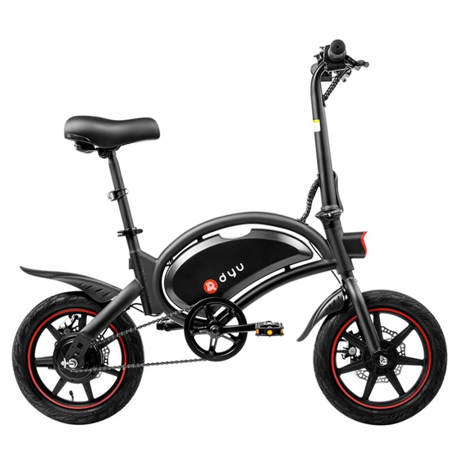 E-Bikes, Scooters & Wheels * | Dyu D3F With Pedal Folding Moped Electric Bike 14 Inch Inflatable Rubber Tires 240W Motor 10Ah Battery Max Speed 25Km/H Up To 45Km Range Dual Disc Brakes Adjustable Height Black