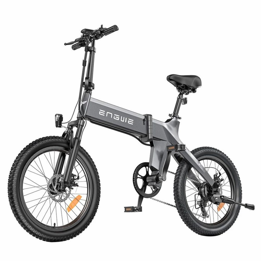 E-Bikes, Scooters & Wheels * | Engwe C20 Pro Folding Electric Bicycle 20*3.0 Inch Fat Tires 500W Brushless Motor 36V 16Ah Battery 25Km/H Max Speed 120Km Range 150Kg Max Load Dual Disc Brakes Shimano 7-Speed Gear- Gray