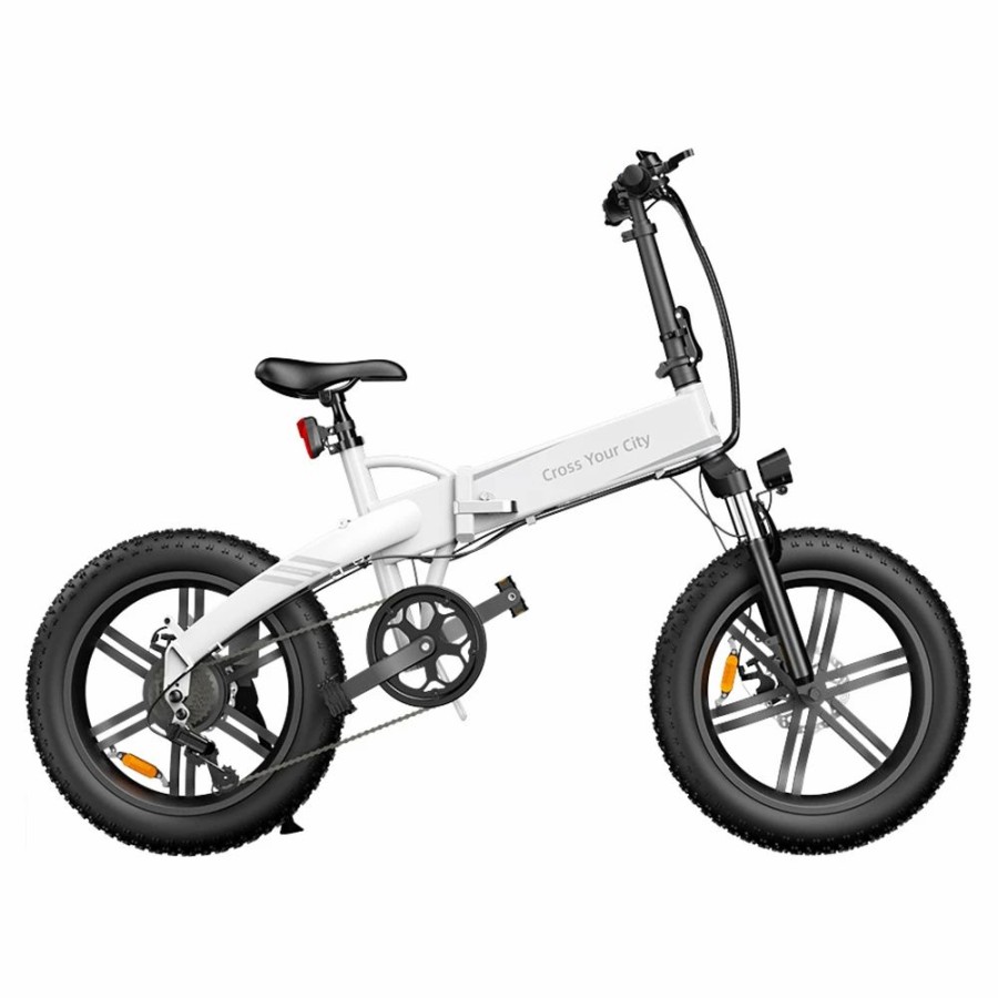 E-Bikes, Scooters & Wheels * | Ado A20F+ International Version Off-Road Electric Folding Bike 20*4.0 Inch 500W Brushless Dc Motor Shimano 7-Speed Rear Derailleur 36V 10.4Ah Removable Battery 25Km/H Max Speed Pure Power Up To 50Km Range Aluminum Alloy Frame White