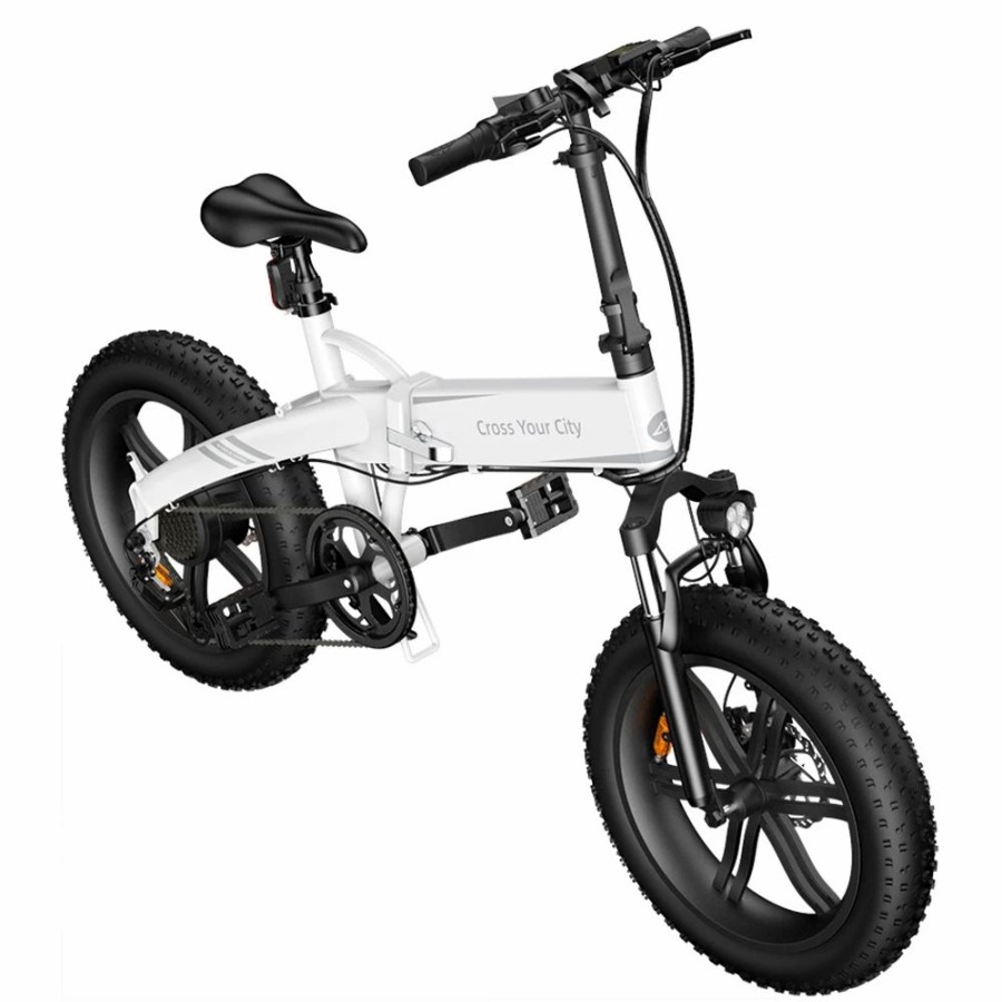 E-Bikes, Scooters & Wheels * | Ado A20F+ International Version Off-Road Electric Folding Bike 20*4.0 Inch 500W Brushless Dc Motor Shimano 7-Speed Rear Derailleur 36V 10.4Ah Removable Battery 25Km/H Max Speed Pure Power Up To 50Km Range Aluminum Alloy Frame White