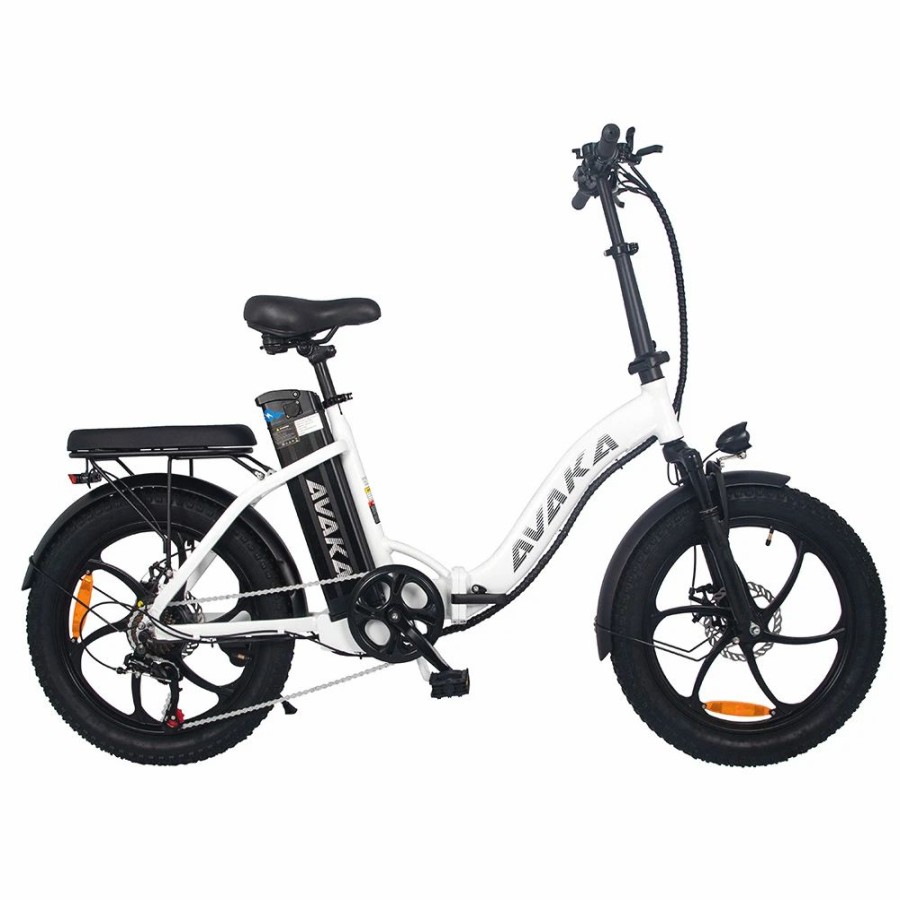 E-Bikes, Scooters & Wheels * | Avaka Bz20 Plus Electric Bike Foldable 20*3.0 Inch Fat Tires 500W Brushless Motor 25Km/H Max Speed 48V 15Ah Battery 100Km Range 120Kg Max Load Dual Disc Brake Shimano 7-Speed Gear Ip54 Waterproof Lcd Display- It Wheel White