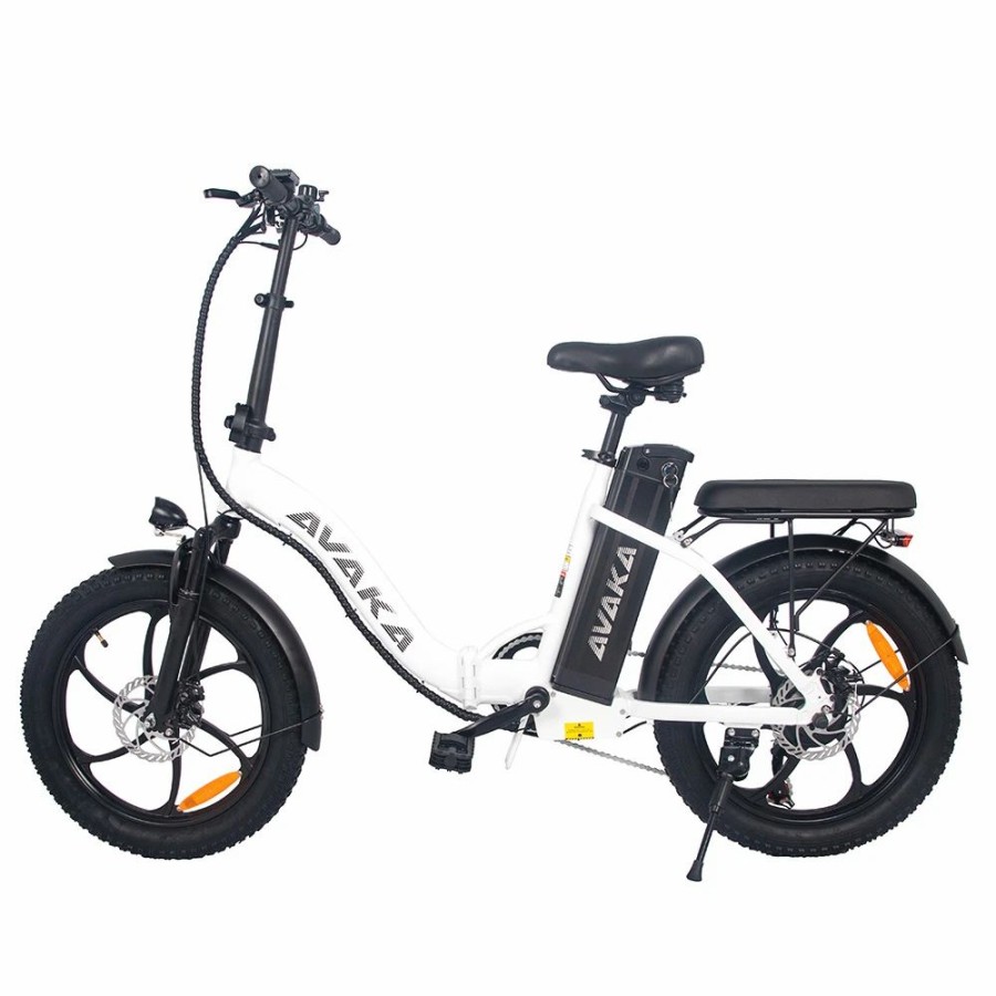 E-Bikes, Scooters & Wheels * | Avaka Bz20 Plus Electric Bike Foldable 20*3.0 Inch Fat Tires 500W Brushless Motor 25Km/H Max Speed 48V 15Ah Battery 100Km Range 120Kg Max Load Dual Disc Brake Shimano 7-Speed Gear Ip54 Waterproof Lcd Display- It Wheel White