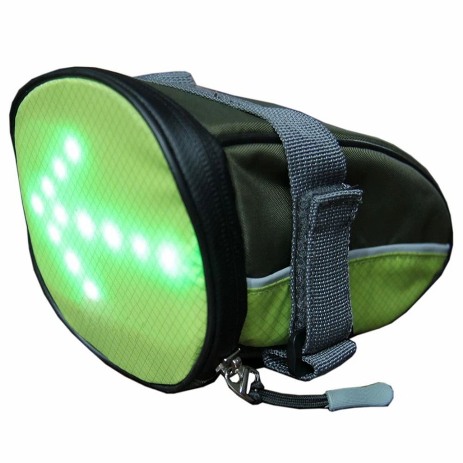 Cycling * | Ykwb-B1030 Bicycle Taillight Bag Illuminated Warning Signal Bag With Remote Control For Running Bicycle Green