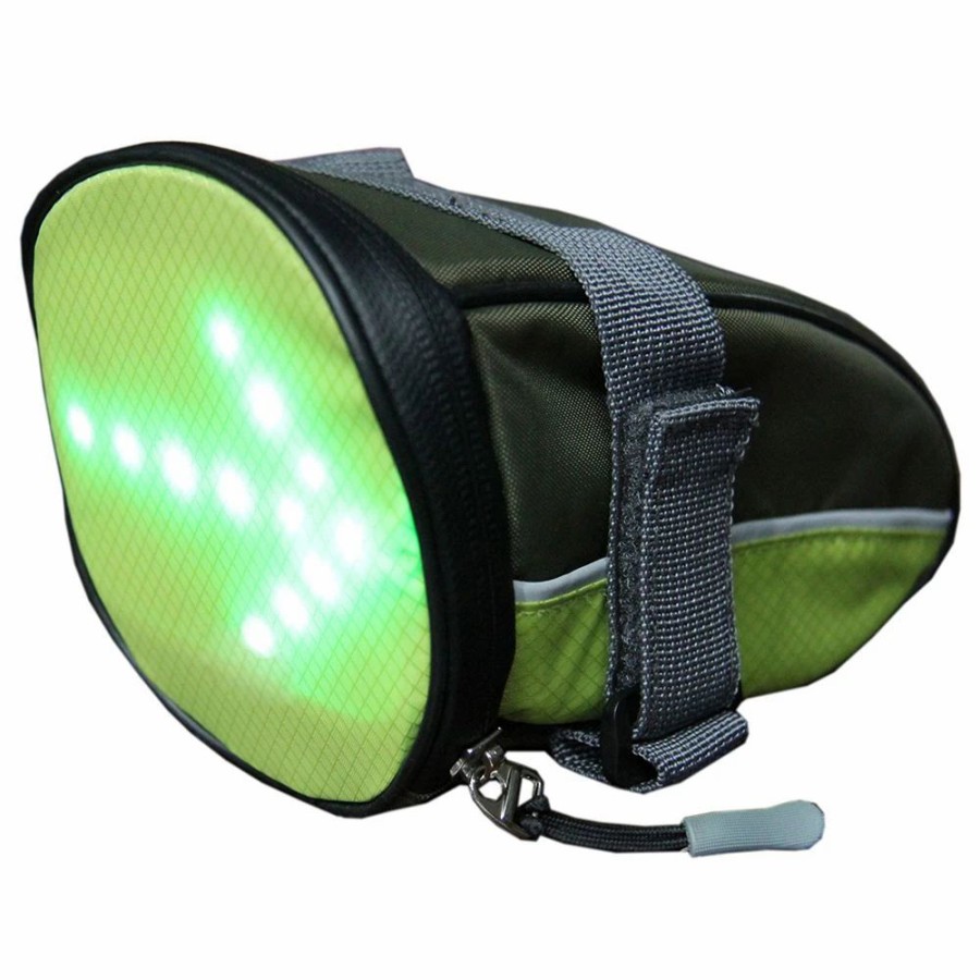 Cycling * | Ykwb-B1030 Bicycle Taillight Bag Illuminated Warning Signal Bag With Remote Control For Running Bicycle Green