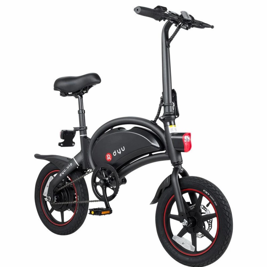 E-Bikes, Scooters & Wheels * | Dyu D3+ Folding Moped Electric Bike 14 Inch Inflatable Rubber Tires 240W Motor 10Ah Battery Max Speed 25Km/H Up To 45Km Range Dual Disc Brakes Adjustable Height App Control Black