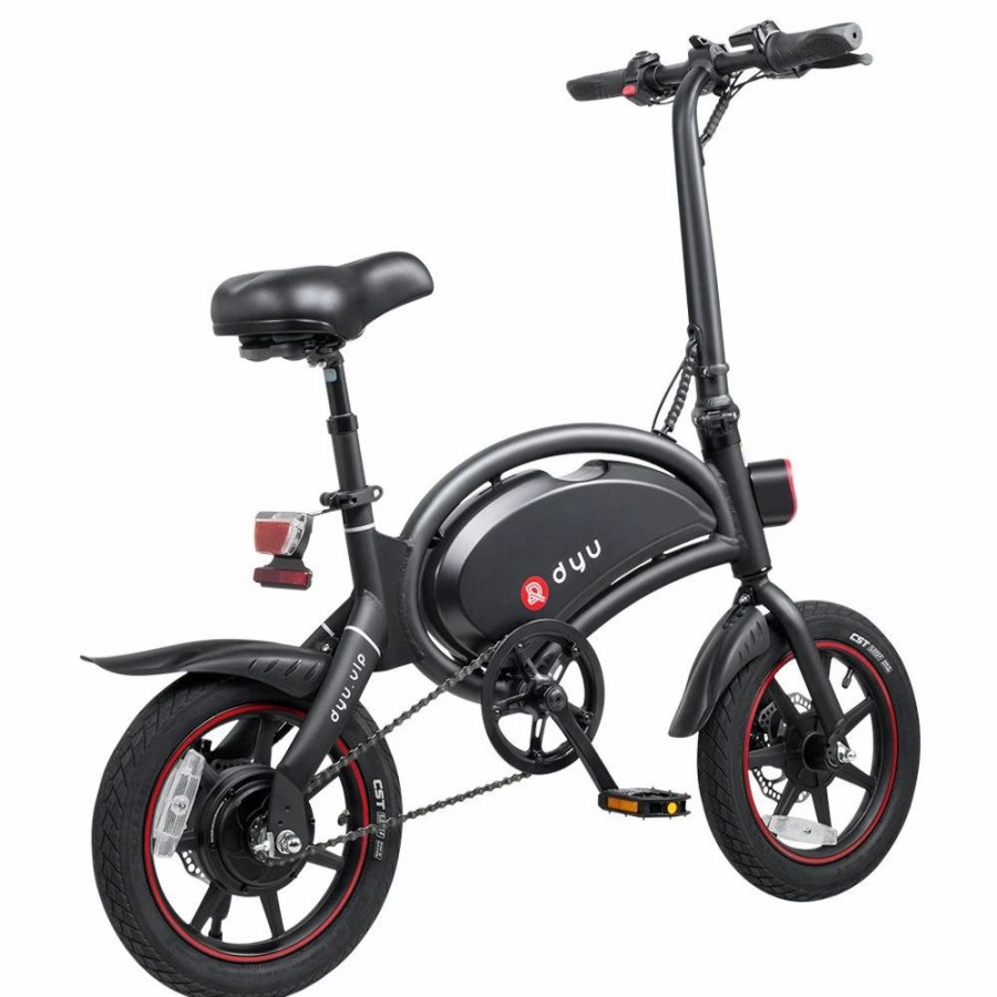 E-Bikes, Scooters & Wheels * | Dyu D3+ Folding Moped Electric Bike 14 Inch Inflatable Rubber Tires 240W Motor 10Ah Battery Max Speed 25Km/H Up To 45Km Range Dual Disc Brakes Adjustable Height App Control Black