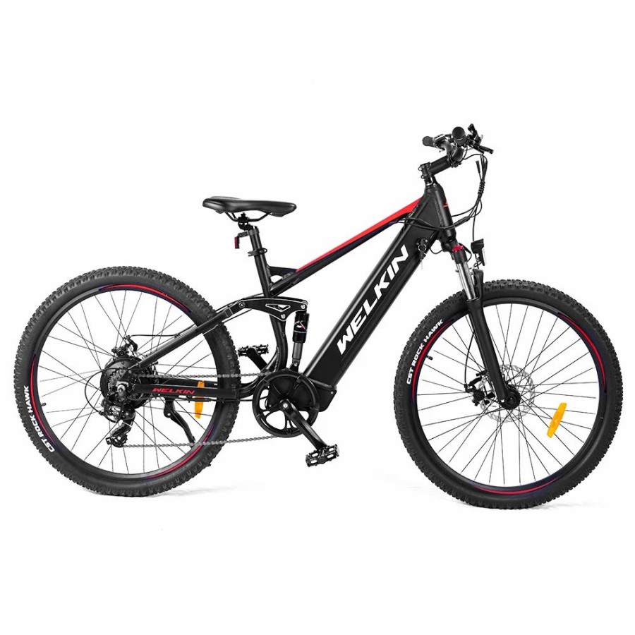 E-Bikes, Scooters & Wheels * | Welkin Wkes002 Electric Bicycle 350W Brushless Motor 48V 10Ah Battery 27.5*2.25" Tires Mountain Bike Black & Red