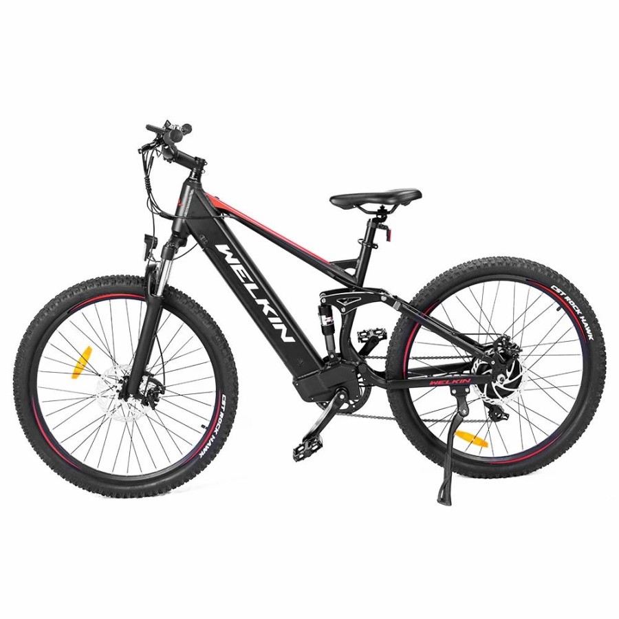 E-Bikes, Scooters & Wheels * | Welkin Wkes002 Electric Bicycle 350W Brushless Motor 48V 10Ah Battery 27.5*2.25" Tires Mountain Bike Black & Red