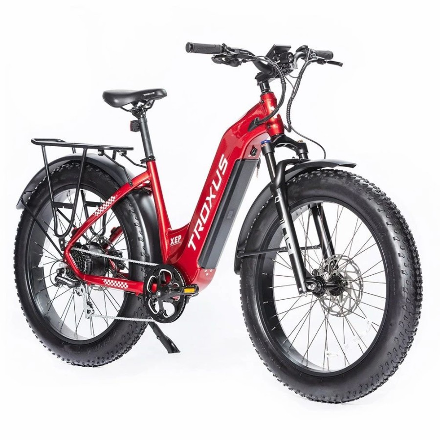 E-Bikes, Scooters & Wheels * | Troxus Explorer Step Thru Electric Bike 26*4.0 Inch Fat Tire 750W Bafang Motor 45Km/H Speed 48V 20Ah Samsung Battery Shimano 8 Speed 125Kg Load Red