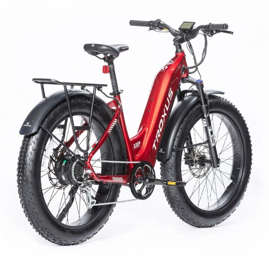 E-Bikes, Scooters & Wheels * | Troxus Explorer Step Thru Electric Bike 26*4.0 Inch Fat Tire 750W Bafang Motor 45Km/H Speed 48V 20Ah Samsung Battery Shimano 8 Speed 125Kg Load Red