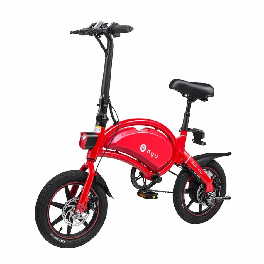 E-Bikes, Scooters & Wheels * | Dyu D3+ Folding Moped Electric Bike 14 Inch Inflatable Rubber Tires 240W Motor 10Ah Battery Max Speed 25Km/H Up To 45Km Range Dual Disc Brakes Adjustable Height App Control Red