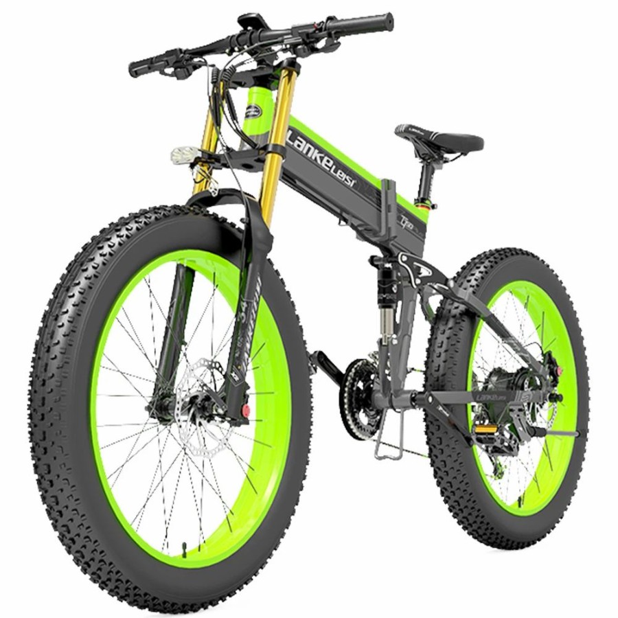 E-Bikes, Scooters & Wheels * | Lankeleisi T750 Plus Big Fork Electric Bike 26*4.0 Inch Fat Tire 1000W Motor 40Km/H Max Speed 48V 17.5Ah Battery 100Km Range Shimano 27-Speed 180Kg Max Load Green