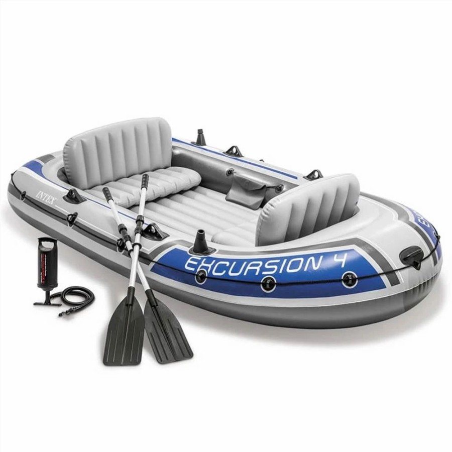 Exercise * | Intex Excursion 4 Set Inflatable Boat With Oars And Pump 68324Np