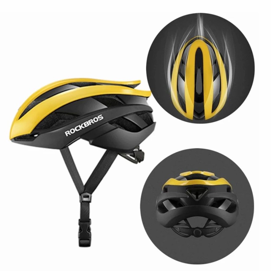 Cycling * | Rockbros Rb-01 Cycling Helmet Ultralight Road Bike Helmet Mtb Scooter Helmet Caps Yellow L