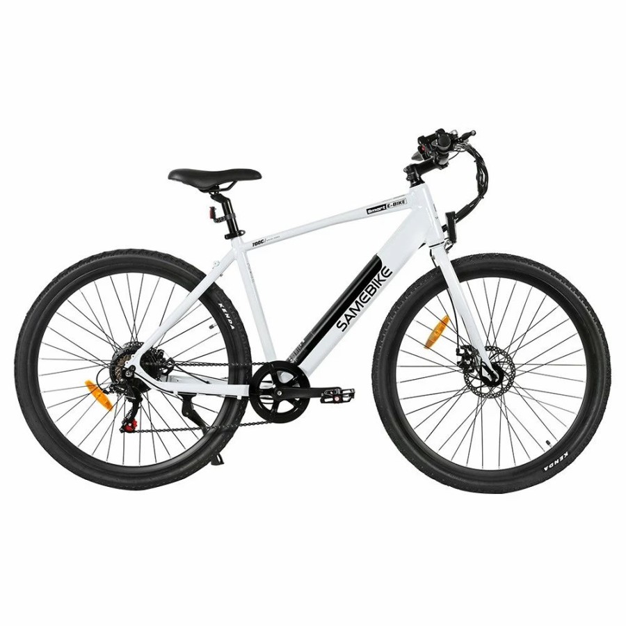 E-Bikes, Scooters & Wheels * | Samebike Xwp10 Electric Bike 700*45C Kenda Tires 350W Motor 32Km/H Max Speed 36V 10.4Ah Battery For 40-80Km Range Dual Disc Brakes Shimano 7-Speed Gear App Control White