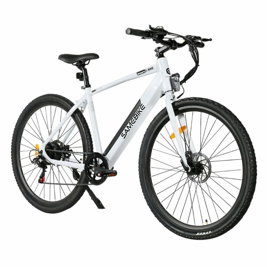 E-Bikes, Scooters & Wheels * | Samebike Xwp10 Electric Bike 700*45C Kenda Tires 350W Motor 32Km/H Max Speed 36V 10.4Ah Battery For 40-80Km Range Dual Disc Brakes Shimano 7-Speed Gear App Control White