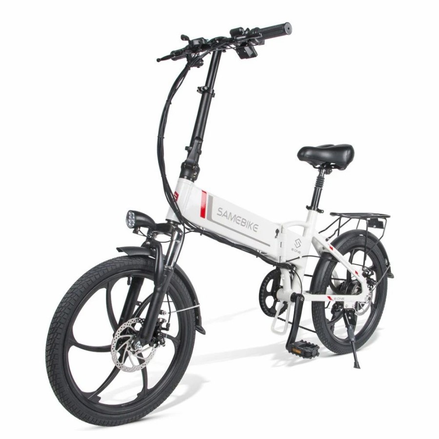 E-Bikes, Scooters & Wheels * | Samebike 20Lvxd30 Portable Folding Smart Electric Moped Bike 350W Motor 35Km/H Max Speed 20 Inch Tire White