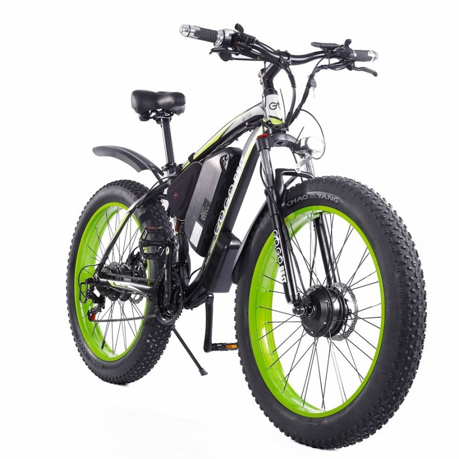 E-Bikes, Scooters & Wheels * | Gogobest Gf700 26*4.0 Inch Fat Tire Electric Mountain Bike 48V 17.5Ah Battery 2*500W Dual Motor Max Speed 50Km/H 70Km Power-Assisted Range Max Load 200Kg Ip54 Waterproof Hydraulic Disc Brake Mtb Bike 6061 Aluminum Alloy Frame Black Green