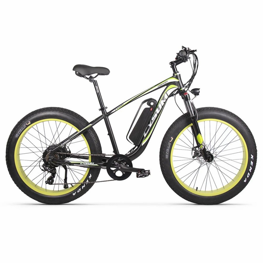 E-Bikes, Scooters & Wheels * | Cysum M980 Fat Tire Electric Bike 48V 1000W Brushless Motor 17Ah Removable Battery For 50-70 Range Black-Green