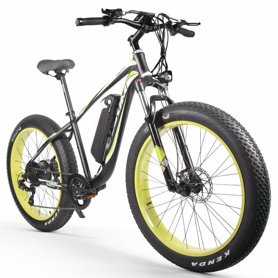 E-Bikes, Scooters & Wheels * | Cysum M980 Fat Tire Electric Bike 48V 1000W Brushless Motor 17Ah Removable Battery For 50-70 Range Black-Green