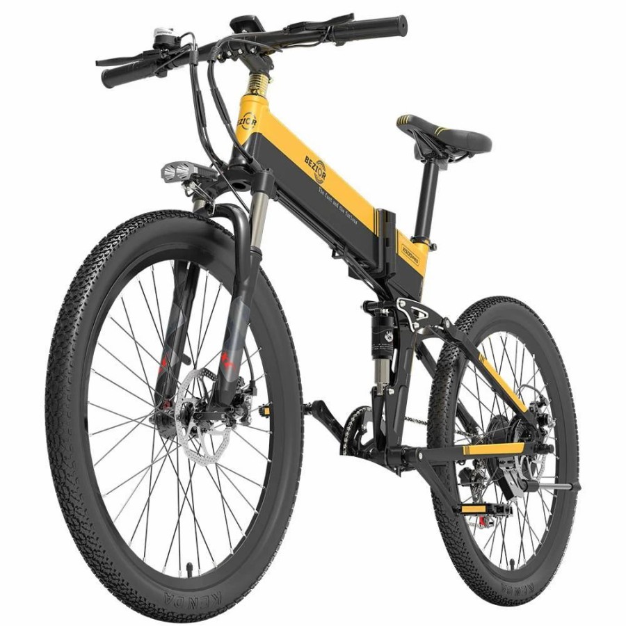 E-Bikes, Scooters & Wheels * | Bezior X500 Pro Folding Electric Bike Bicycle 26 Inch Tire 500W Motor Max Speed 30Km/H 48V 10.4Ah Battery Aluminum Alloy Frame Shimano 7-Speed Shift 100Km Power-Assisted Range Lcd Display Ip54 Waterproof Max Load 200Kg Black & Yellow