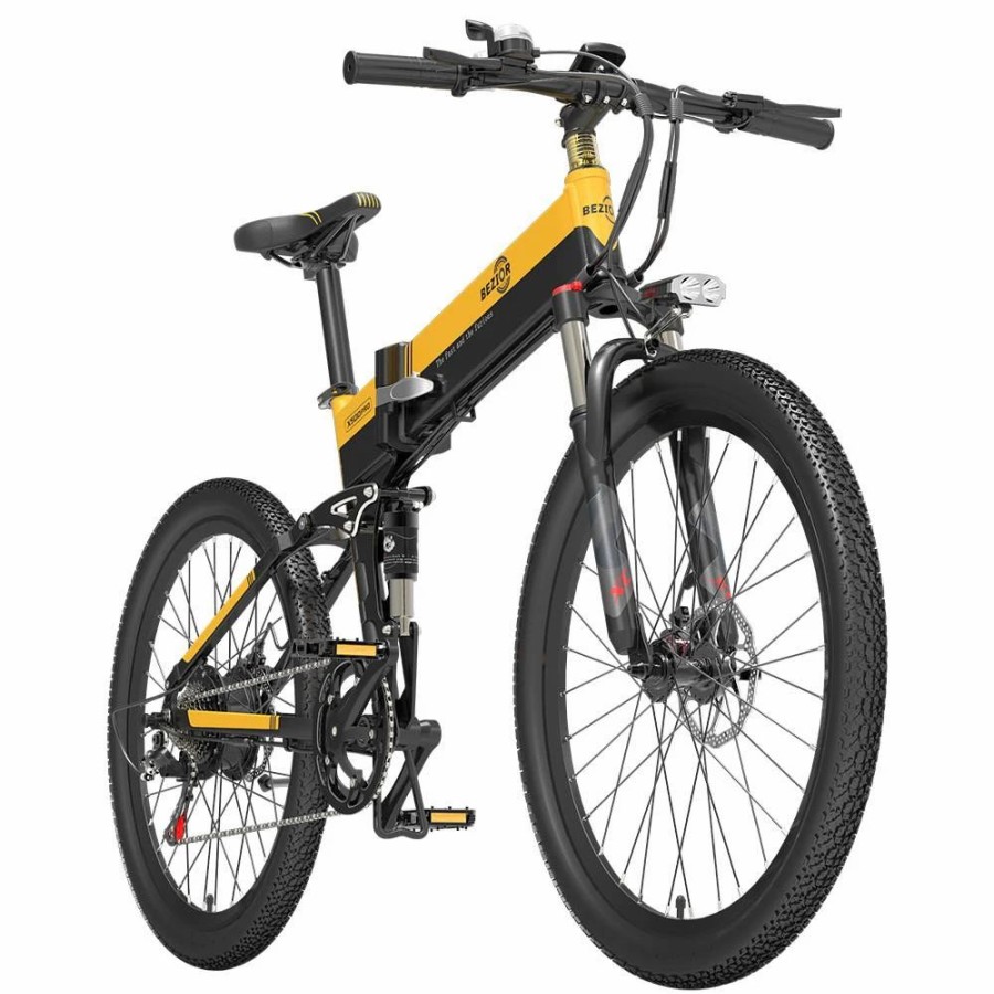 E-Bikes, Scooters & Wheels * | Bezior X500 Pro Folding Electric Bike Bicycle 26 Inch Tire 500W Motor Max Speed 30Km/H 48V 10.4Ah Battery Aluminum Alloy Frame Shimano 7-Speed Shift 100Km Power-Assisted Range Lcd Display Ip54 Waterproof Max Load 200Kg Black & Yellow