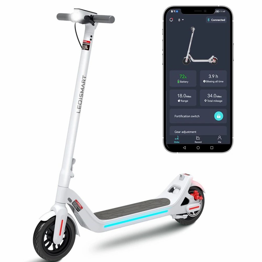 E-Bikes, Scooters & Wheels * | Leqismart A8 Folding Electric Scooter 350W Motor 36V/10.4Ah Battery 9 Inch Tire White