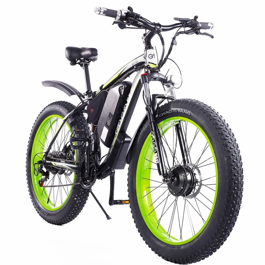 E-Bikes, Scooters & Wheels * | Gogobest Gf700 26*4.0 Inch Fat Tire Electric Mountain Bike 48V 17.5Ah Battery 2*500W Dual Motor Max Speed 50Km/H 70Km Power-Assisted Range Max Load 200Kg Ip54 Waterproof Hydraulic Disc Brake Mtb Bike 6061 Aluminum Alloy Frame Black Green