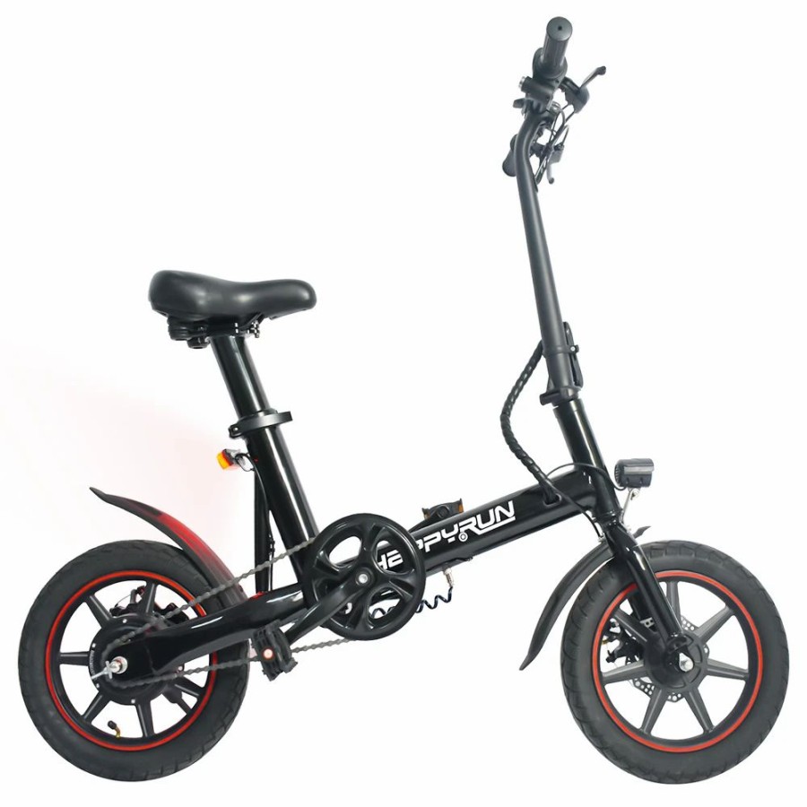 E-Bikes, Scooters & Wheels * | Happyrun Hr-X40 Lightweight Electric Bike 350W Motor 36V 6Ah Battery 14" Road Tires 25Km Range 25Km/H Max Speed Black