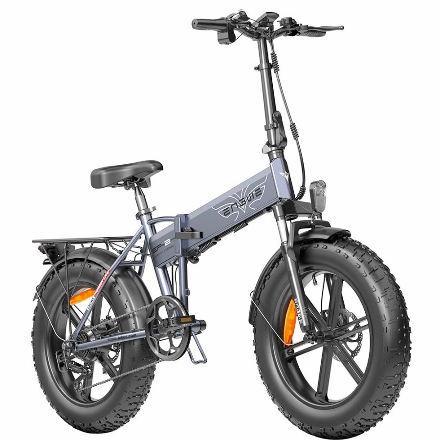 E-Bikes, Scooters & Wheels * | 2Pcs Engwe Ep-2 Pro Electric Bicycle 20 *4.0 Inch Fat Tires 750W Motor 48V 13Ah Battery 35Km/H Max Speed 100Km Range Shimano 7 Speed Gears 150Kg Max Load Mountain Beach Snow Bicycle Dual Disc Brake Folding Bike Gray