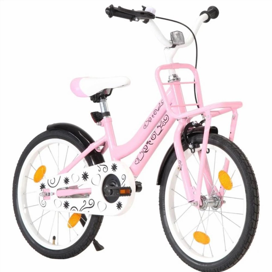 E-Bikes, Scooters & Wheels * | Kids Bike With Front Carrier 18 Inch Pink And Black