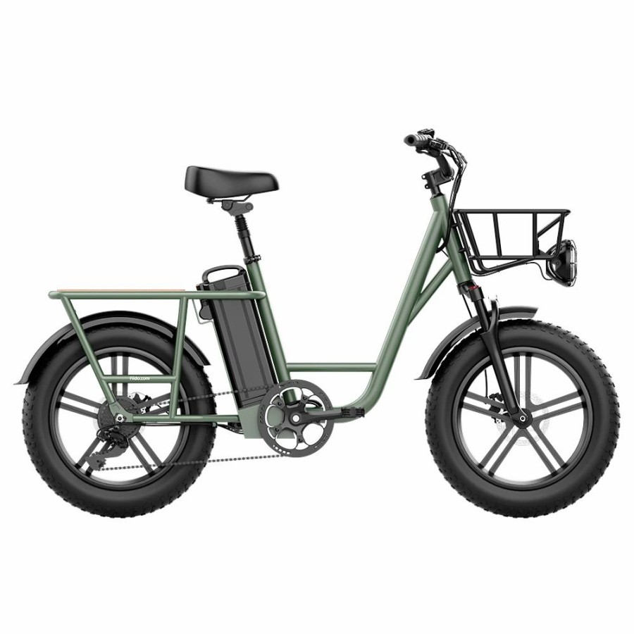 E-Bikes, Scooters & Wheels * | Fiido T1 Cargo Electric Bike 20*4.0 Inch Fat Tires 750W Power 50Km/H Max Speed 48V 20Ah Lithium Battery 150Km Range Shock Absorber Green