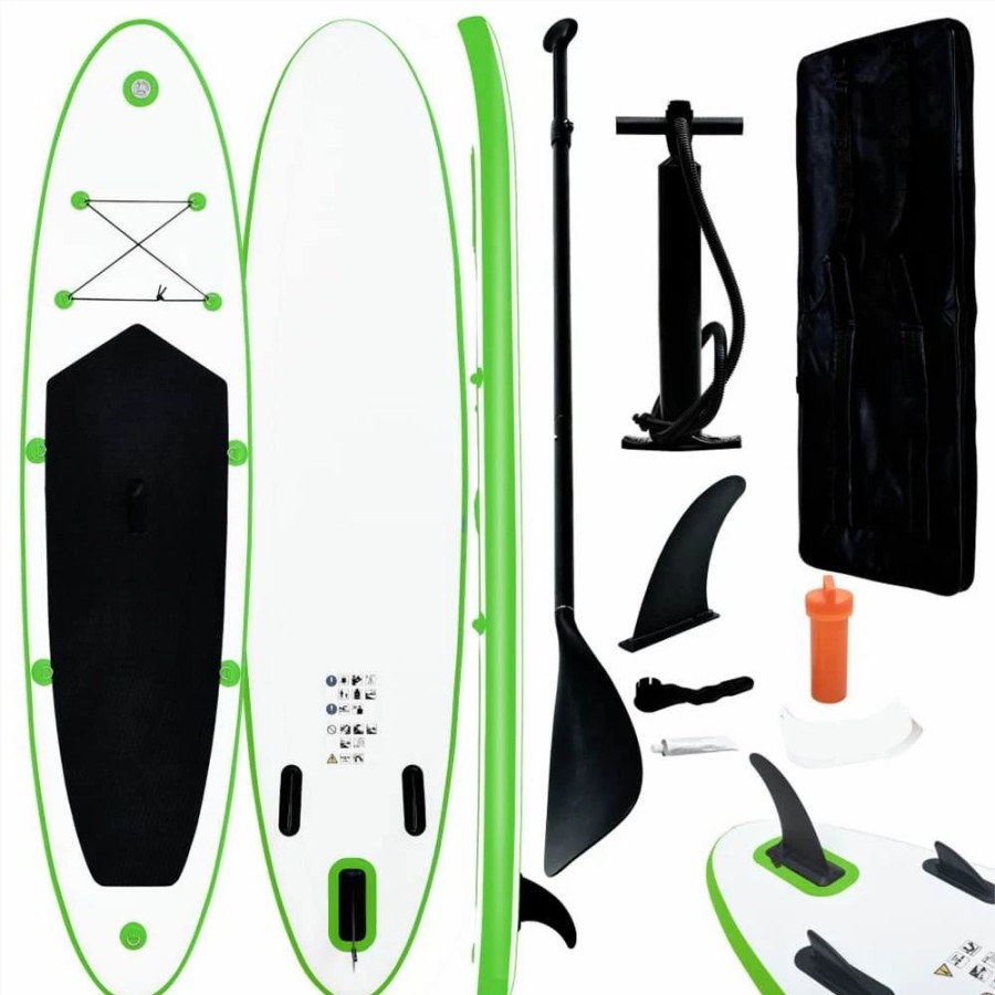 Exercise * | Inflatable Stand Up Paddle Board Set Green And White