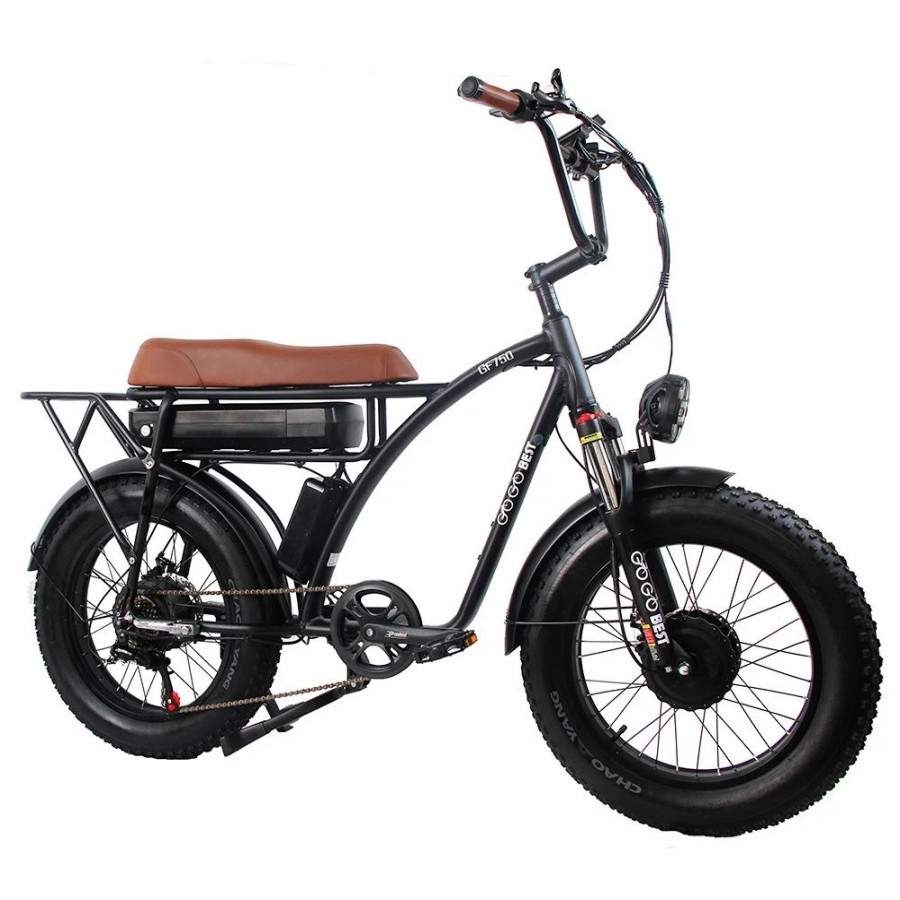 E-Bikes, Scooters & Wheels * | Gogobest Gf750 Electric Retro Bicycle 20*4.0 Inch Fat Tire 1000W*2 Dual Motors 50Km/H Max Speed 48V 17.5Ah Battery 80Km Range Shimano 7-Speed Gear With Usb Phone Charging 200Kg Max Load Black