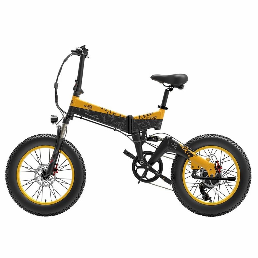 E-Bikes, Scooters & Wheels * | Bezior Xf200 Off-Road Electric Bike All Terrain Electric Bicycle 20 4" Fat Tire 48V 1000W Motor 40Km/H Max Speed 15Ah Battery Shimano 7-Speed Shifting System Black Yellow