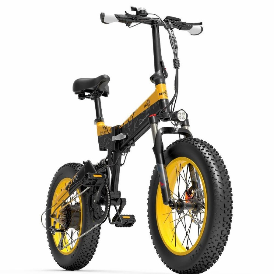 E-Bikes, Scooters & Wheels * | Bezior Xf200 Off-Road Electric Bike All Terrain Electric Bicycle 20 4" Fat Tire 48V 1000W Motor 40Km/H Max Speed 15Ah Battery Shimano 7-Speed Shifting System Black Yellow