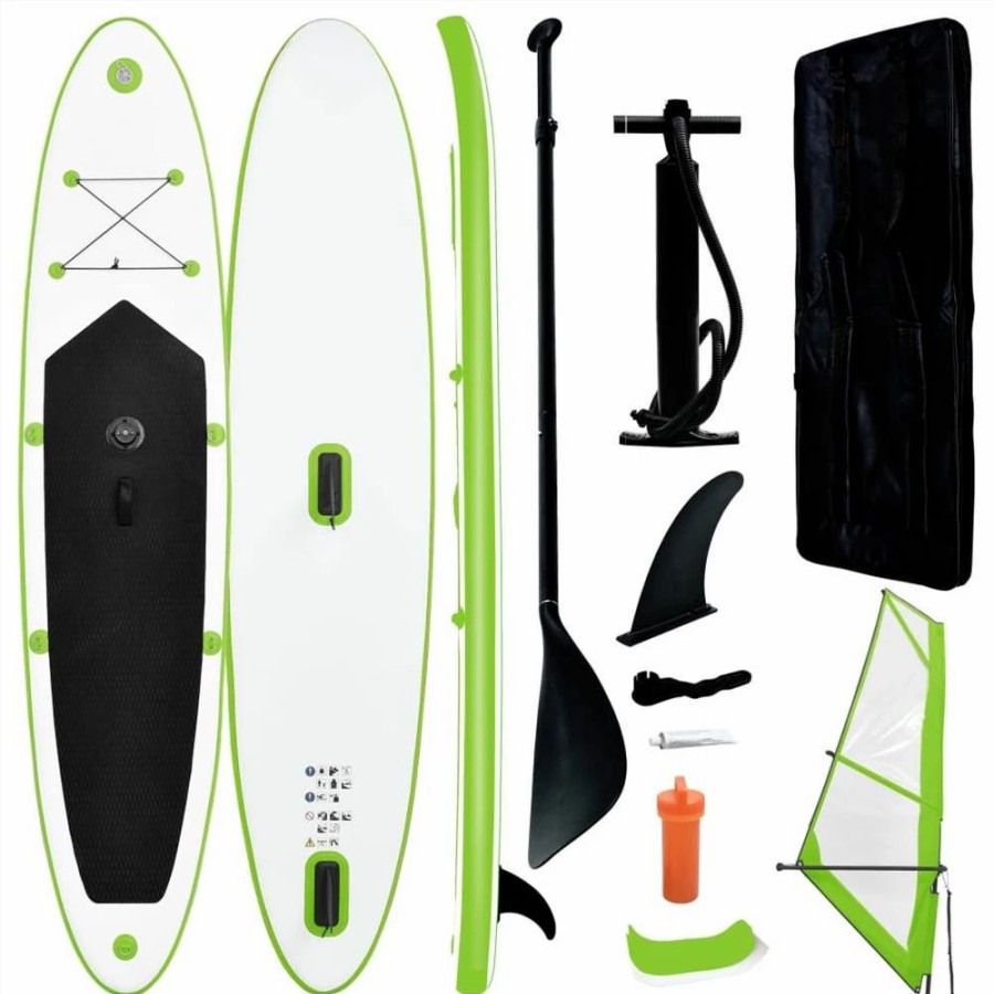 Exercise * | Inflatable Stand Up Paddleboard With Sail Set Green And White