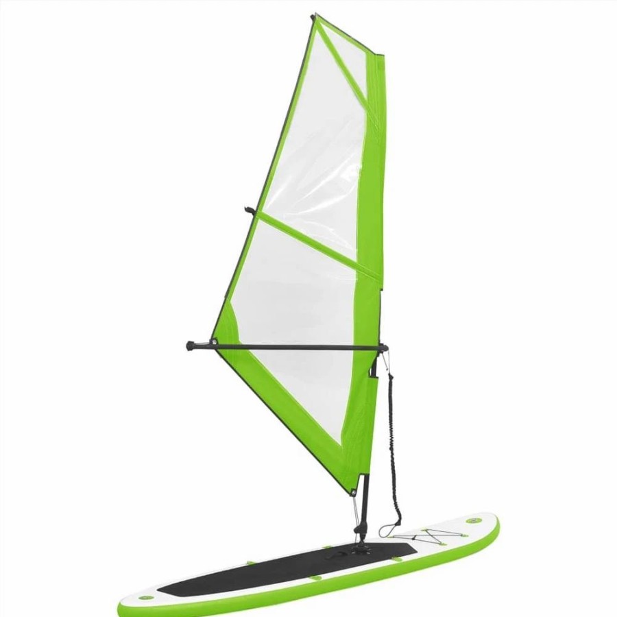 Exercise * | Inflatable Stand Up Paddleboard With Sail Set Green And White