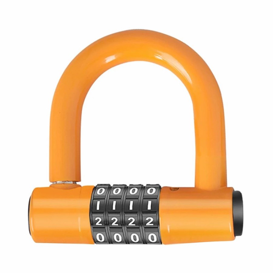 Cycling * | Bicycle U Lock 4-Digit Combination Password Lock Anti-Theft Heavy Duty Gym Locker For Bikes, Motorcycles, Scooters Yellow