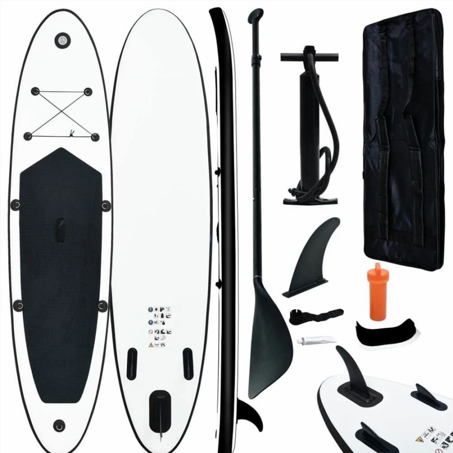 Exercise * | Inflatable Stand Up Paddleboard Set Black And White