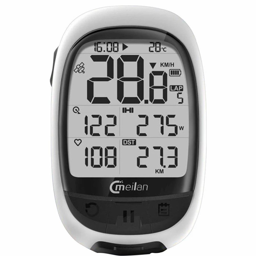 Cycling * | Meilan M2 Gps Bike Computer Waterproof Speedometer Odometer 2.2 Inch Fstn Display Screen White