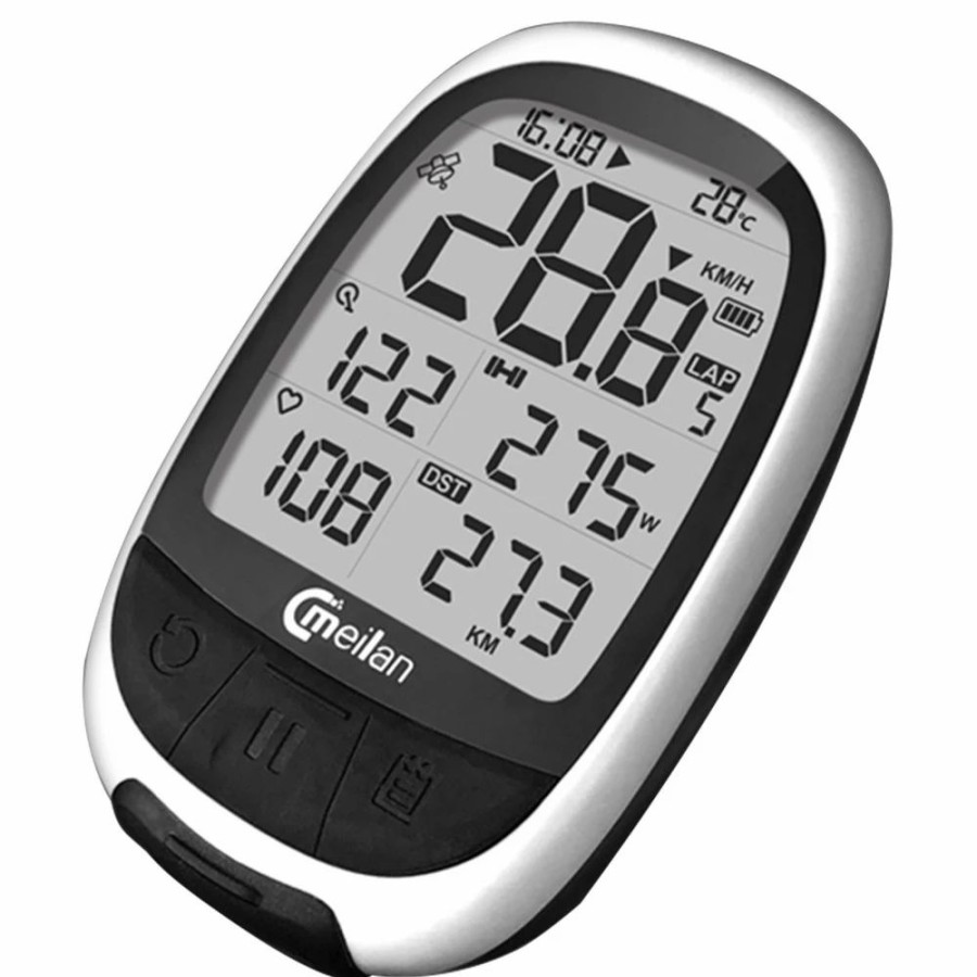 Cycling * | Meilan M2 Gps Bike Computer Waterproof Speedometer Odometer 2.2 Inch Fstn Display Screen White