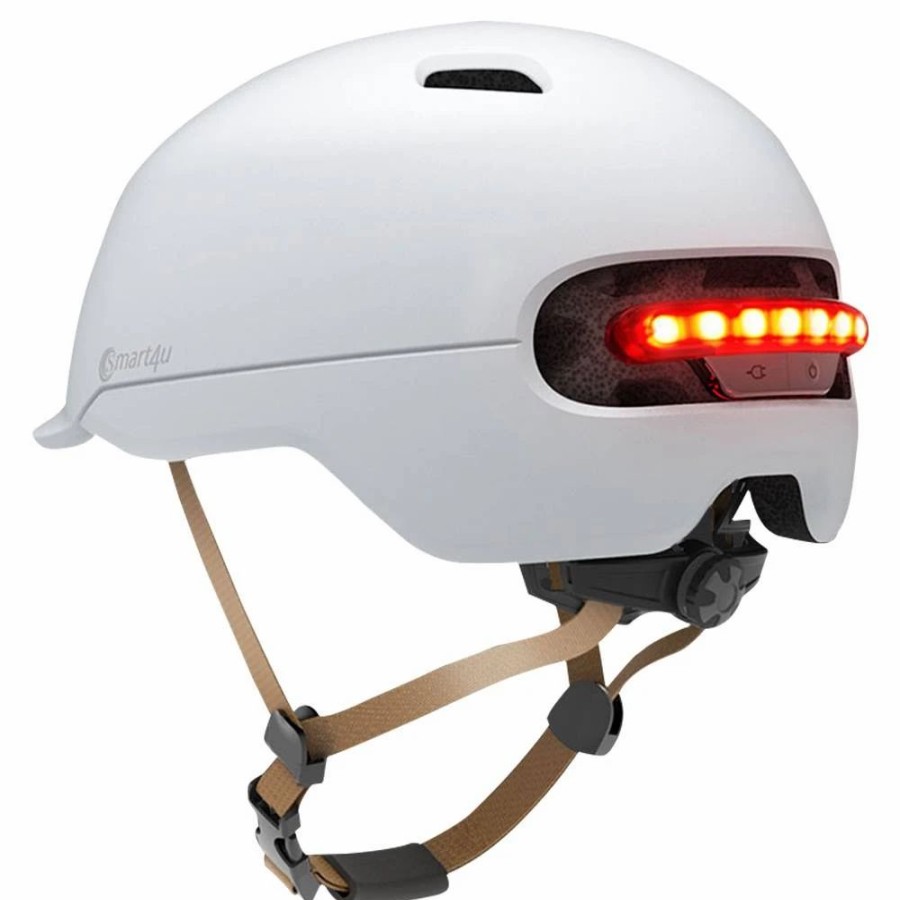 Cycling * | Xiaomi Smart4U Sh50 Bicycle Smart Flash Helmet Automatic Light Perception Warning Light Long Battery Life Ipx4 Waterproof Size L White