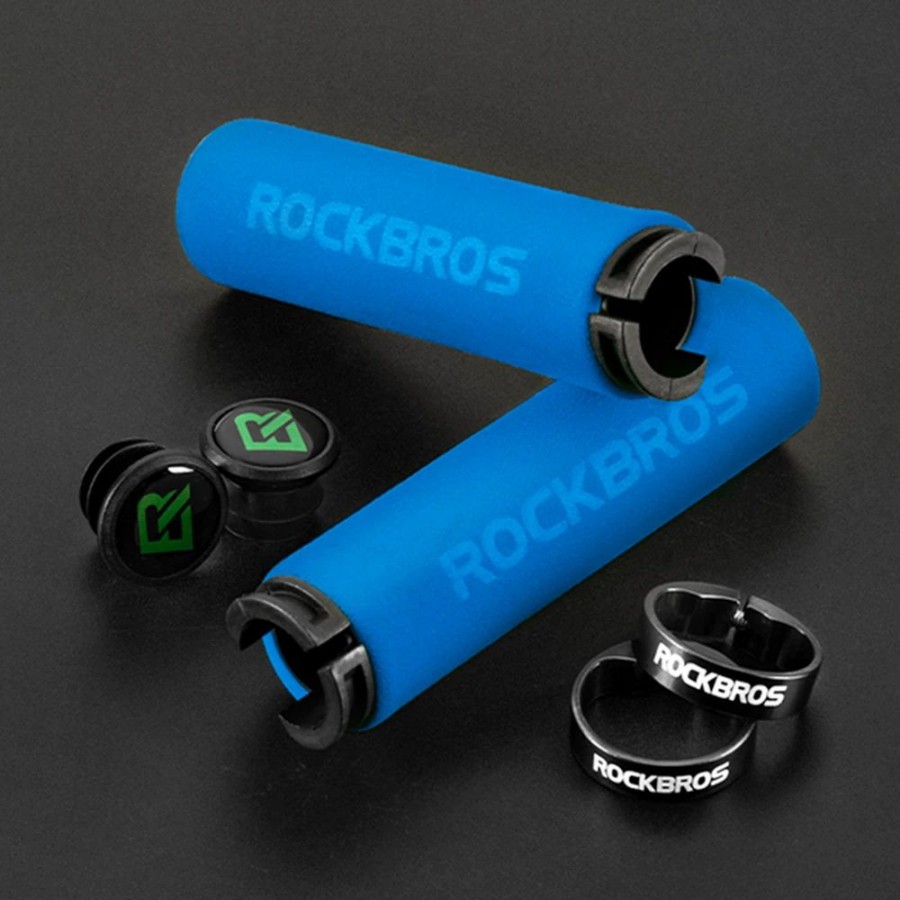 Cycling * | Rockbros Bicycle Grip Mtb Sponge Handlebar Grip Anti-Skid Shock-Absorbing Soft Bike Grip Ultralight Blue