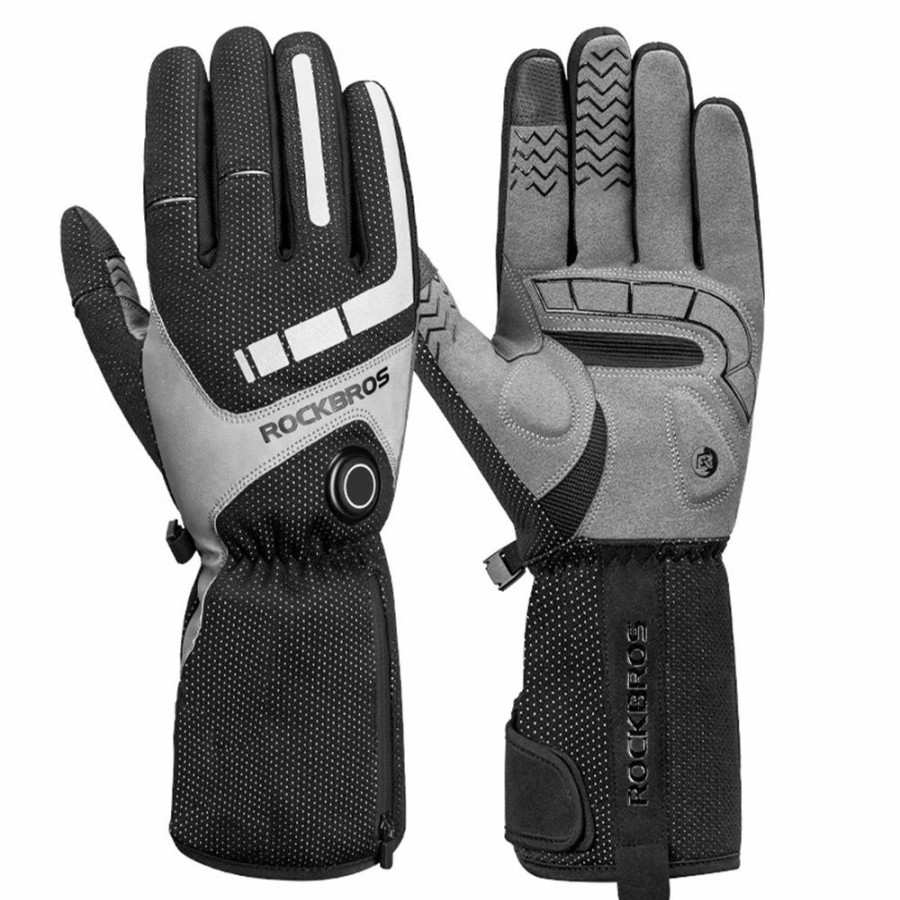 Cycling * | Rockbros Bicycles Heating Gloves M & Face Mask Headwear Hat & Winter Cycle Knee Pad Equipment Pack