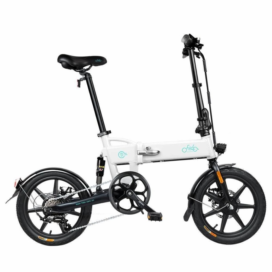 E-Bikes, Scooters & Wheels * | Fiido D2S Folding Moped Electric Bike Gear Shifting Version City Bike Commuter Bike 16-Inch Tires 250W Motor Max 25Km/H Shimano 6 Speeds Shift 7.8Ah Battery White