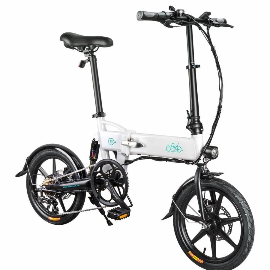 E-Bikes, Scooters & Wheels * | Fiido D2S Folding Moped Electric Bike Gear Shifting Version City Bike Commuter Bike 16-Inch Tires 250W Motor Max 25Km/H Shimano 6 Speeds Shift 7.8Ah Battery White